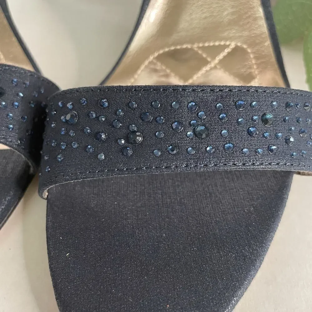 ALFANI DEEP BLUE SANDAL STRAPPY HEELS WITH GLITZ‎